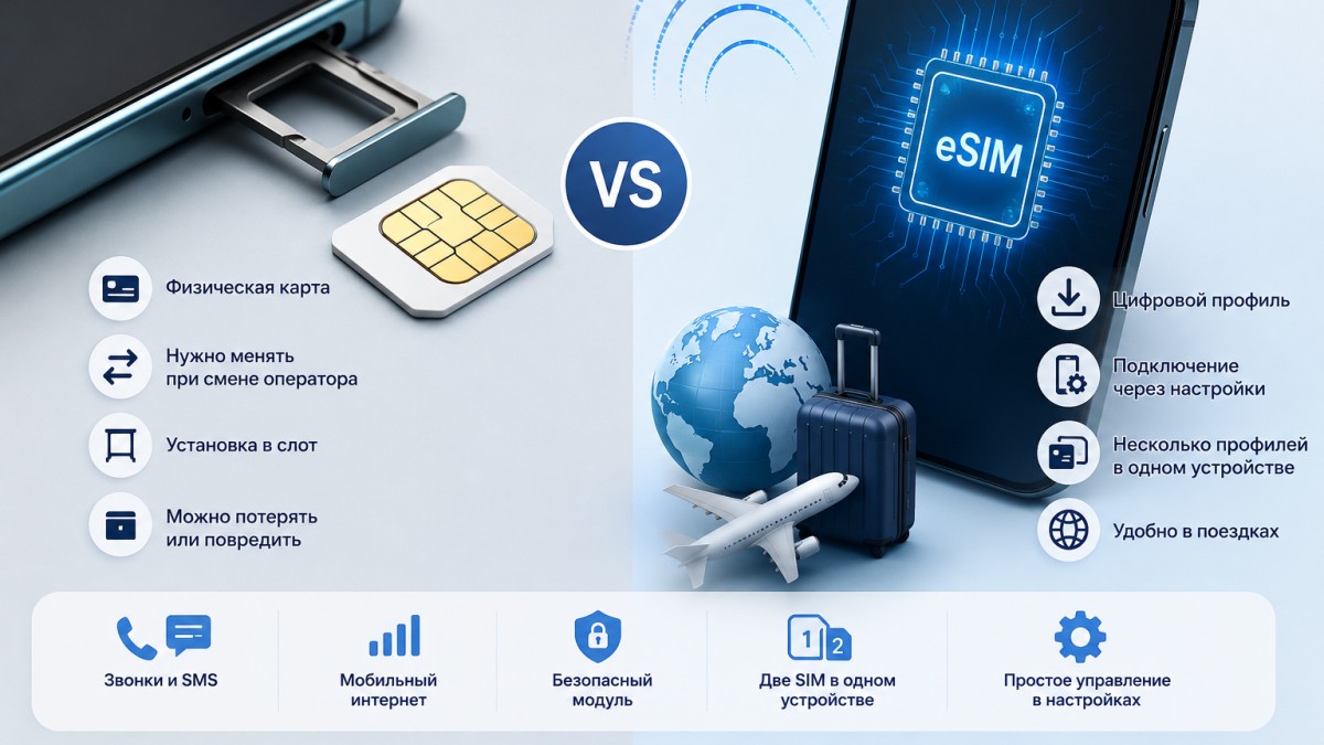 Что такое eSIM и чем она отличается от обычной SIM-карты